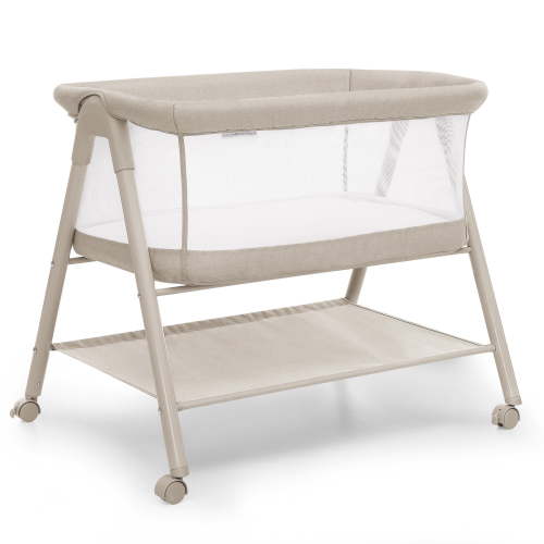 Delta Children Haven AirFlow Bassinet with Breathable Mesh and Wheels, Tan