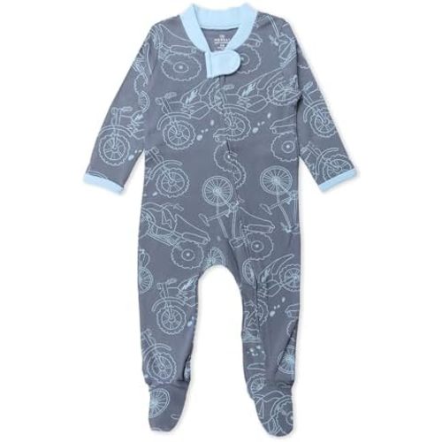 HonestBaby Sleep & Play Footed One-piece Pajama Sleeper 100% Organic Cotton, Baby Boys