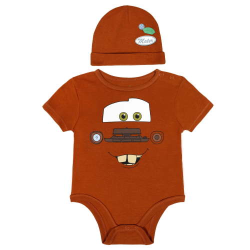 Disney Cars Baby Boys' 2-Piece Cosplay Bodysuit and Hat Set Rusty Brown Mater