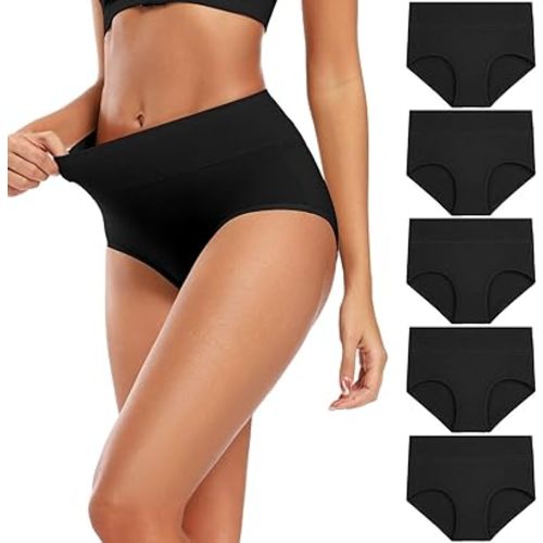 Molasus Women's Cotton Underwear High Waisted Full Coverage Ladies Panties (Regular & Plus Size)