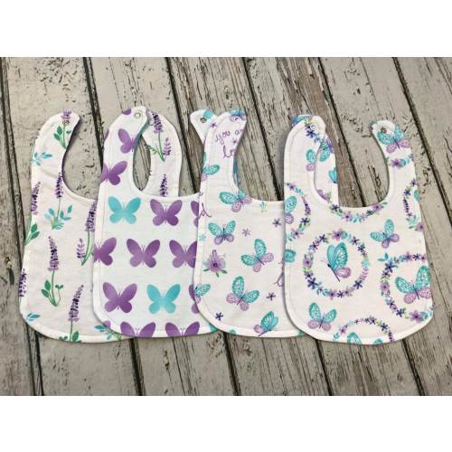 Baby Bibs / Baby Girl Bibs / Butterfly Floral Bibs / Purple Bibs/ Baby Shower Gift / Butterfly Bliss Collection