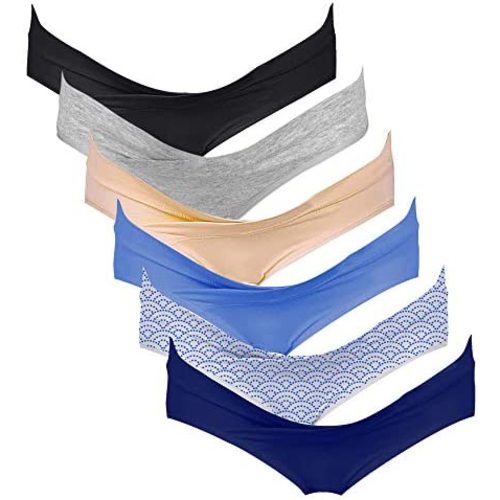 Intimate Portal Cotton Maternity Underwear Under the Bump Pregnancy Bikini Briefs Women Postpartum Panties 6 Pack Midnight Shore M