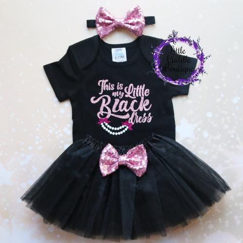 This is My Little Black Dress Baby Tutu Outfit, Black Baby Dress, New Year's Baby Outfit, Newborn Baby Outfit, Little Black Dress, Pearls