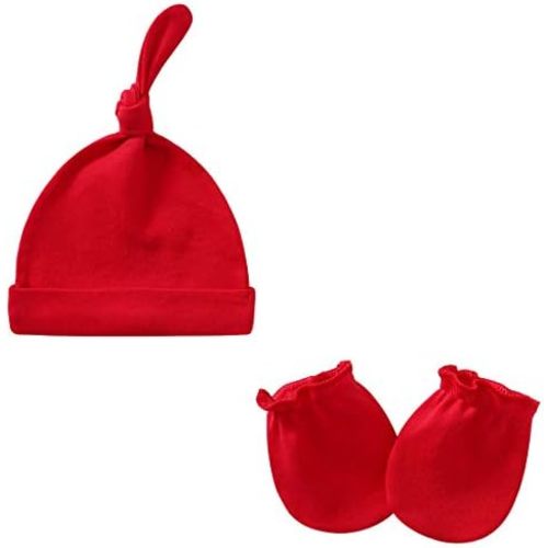 Newborn Hat and Mittens Soft Newborn Hats for Girls and Boys Set Cute Baby Girl Caps 0-6 Months