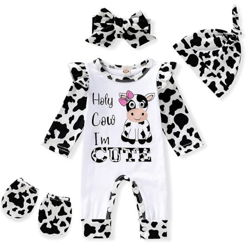 GRNSHTS Newborn Baby Girl Romper Infant Letter Print Jumpsuit Floral Bodysuit+Hat+Headband+Gloves Coming Home Clothes Outfits