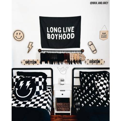 Long Live Boyhood Banner | Fabric Tapestry | Kids Wall Art & Bedroom/Playroom Decor | Boyhood / Boys Room | Black Wall Hanging