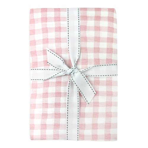 Butterblu Frankie Fitted Crib Sheet 100% Organic Cotton for Baby & Toddler Mattress, Breathable for Boys & Girls, Pink Check, One Size