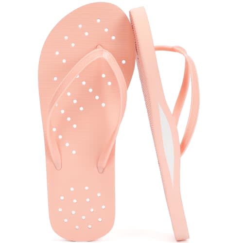 STQ Shower Shoes Women | Non-Slip Beach Flip Flops with Arch Support | Quick Dry, Drain Holes, Bathroom, Pool, Dorm, Gym, Easy-Clean, Water-Resistant EVA, Lightweight, Soft Thong Sandals