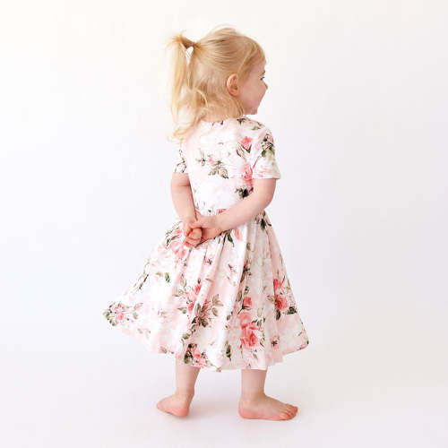 Vintage Pink Rose Twirl Dress
