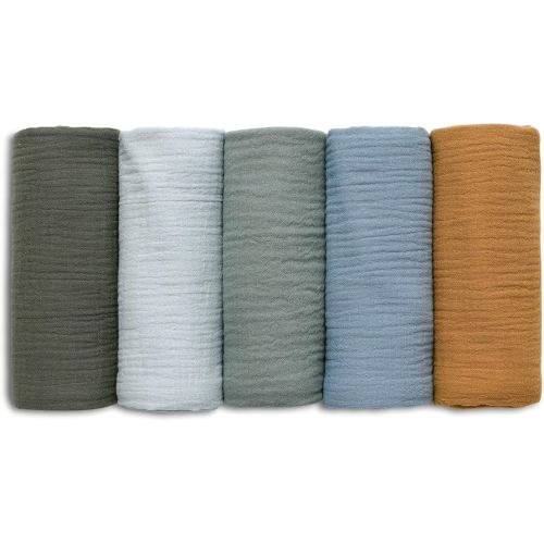 Muslin Receiving Blankets, Neutral Blanket Swaddling for Newborn Boys and Girls, 5 Pack Breathable and Skin-Friendly Swaddle Wrap for Infant Baby (Bright Colors)