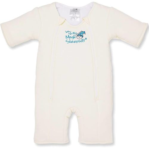 Magic Sleepsuit Baby Merlin's Cotton Baby Swaddle Transition Product - Soft and Cozy Design, Double Zipper for Easy Diaper Changes, Promotes Safe Sleep, 3-6 Months - Cream - Large 18-21lbs
