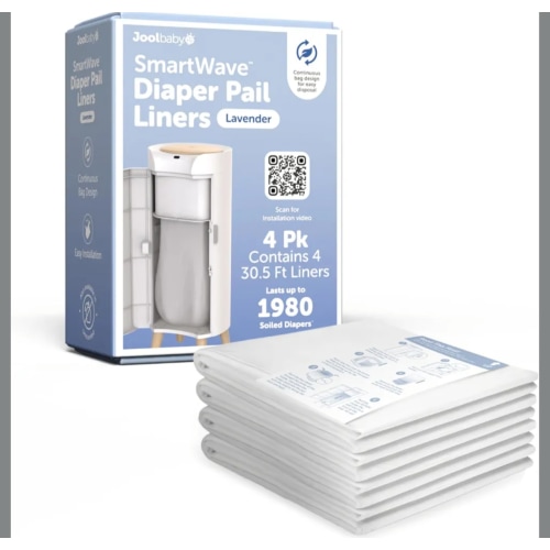 Jool Baby SMARTWAVE Diaper Pail Refill Liners (4-Pack) – Continuous Liner System - Lavender Scent, Lasts Up to 1980 Diapers
