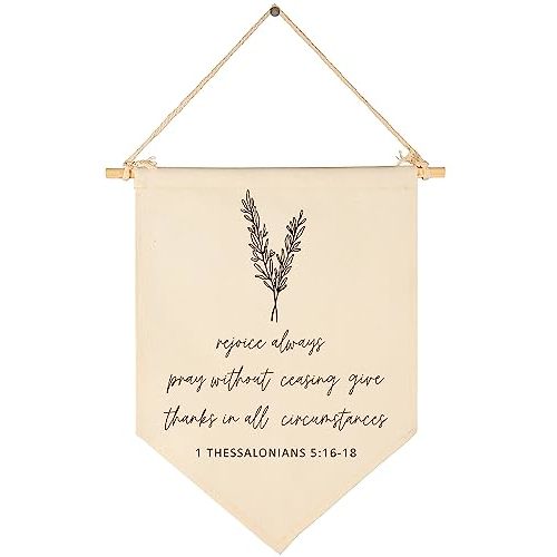 Rejoice Always Pray Banner-Christian Inspirational Wall Decor,Nursery Banner Flag Pennant for Baby Toddler Kids,Baby Room Changing Table Home Altar Decor-Birthday Baby,Shower Gift