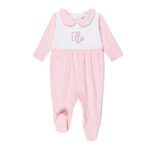 Pink Embroidered Footie