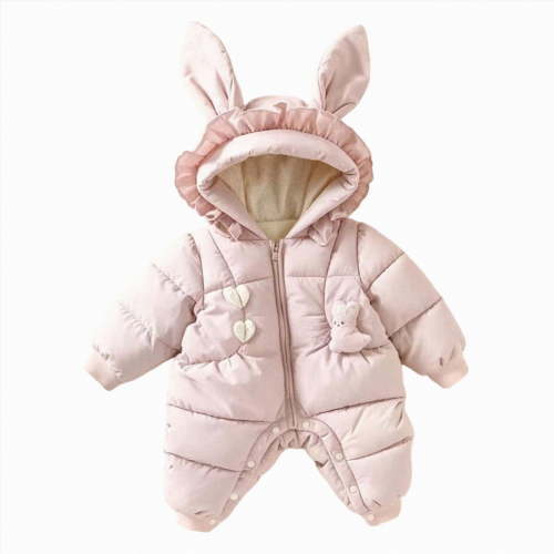 0-6 Months Baby Boys Girls Snowsuits Hooded Romper Onesie Jumpsuit Outwear Jackets Warm Outfits Zip Coat Easy Wear Infant Winter Clothes