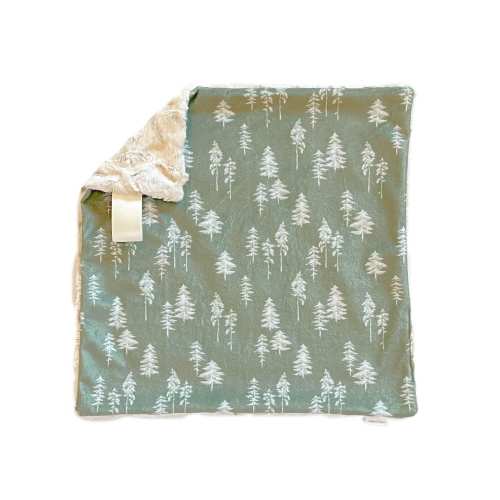 Sage Pine Tree Lovey Blanket, 17&quot; Minky Security Blanket For Baby