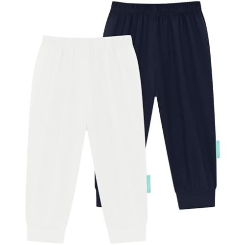 Supersoft Baby Pants, 2-Pack Premium Bamboo Viscose Jogger Pants, Elastic Waist, Unisex 0-24 Months