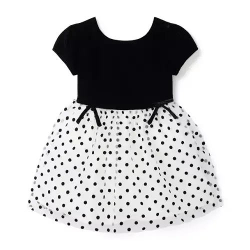 Girl Black Dot The Velvet Dot Dress by Janie and Jack