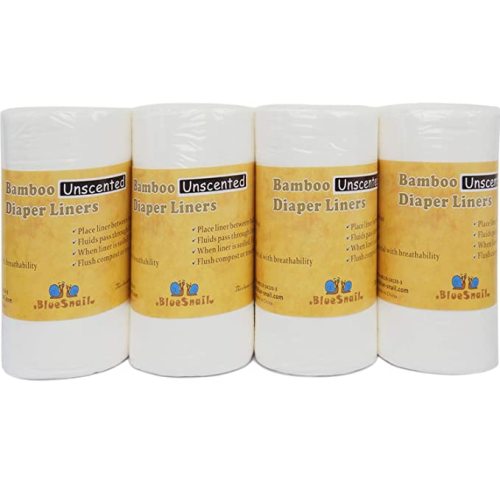 Bamboo Unscent Diaper Liners- Fragance Free and Chlorine Free(4PK) 400 Count by BlueSnail - White