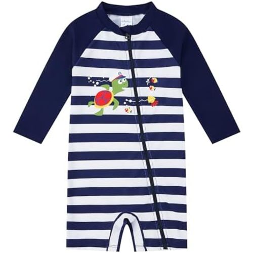 Baby Boy Swimsuit Rash Guard Shirts Toddler Boy Swimwear Full Zipper UPF 50+ Sun Protection Infant One Piece Bathing Suit