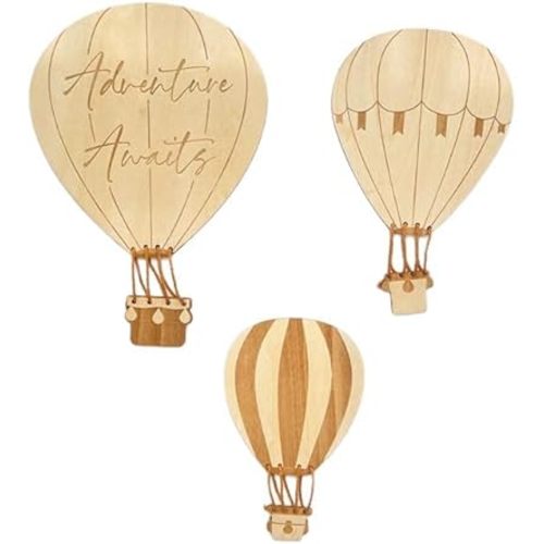 Mushroom Wall Stickers for Kids Room- 3PCS Colorful Wooden Wall Art Decals,Cute Wall Decal Decor for Living Room/Home/Nursery/Playroom/Classroom (Balloon)