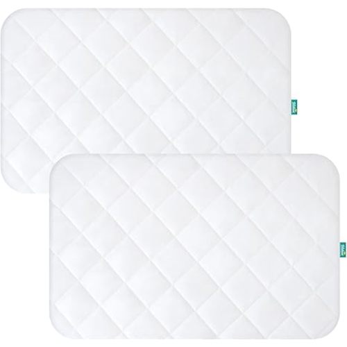 Pack and Play Sheets Fitted 2 Waterproof Mattress Protector Pad Cover Quilted Compatible with Graco Pack n Play & Dream On Me & Pamo Babe, Playpen/Playard 39" x 27" White