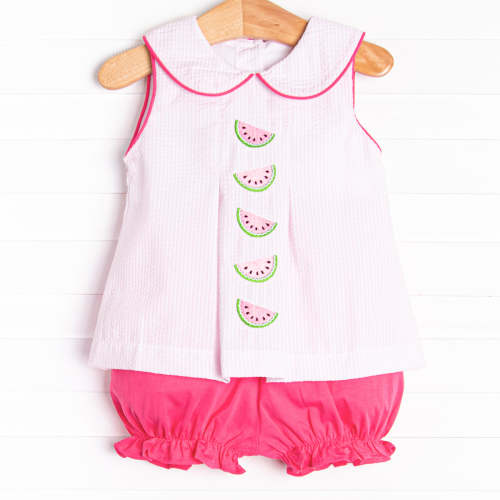 Watermelon Whimsy Embroidered Bloomer Set, Pink – Stitchy Fish