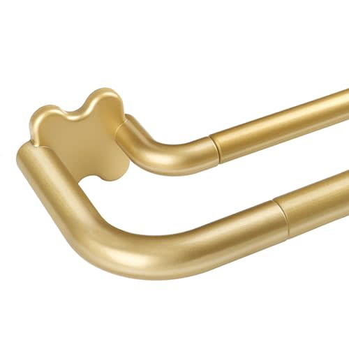 Gold Double Curtain Rods, USFOOK Blackout Wrap Around Curtain Rods for Windows 32 to 58 Inch, 6/8 Inch Room Darkening Curtain Rod, Decorative Rods for Home