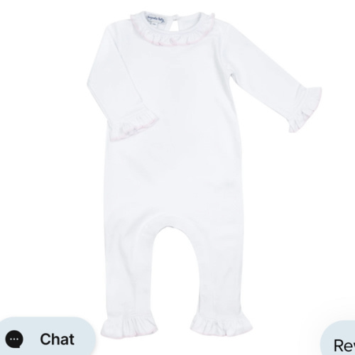 9M Magnolia Baby Girl Essentials White Playsuit with Pink Ruffle