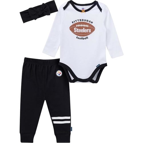 Gerber NFL baby-girls 3-piece Onesie Bodysuit, Pants & Headband Set