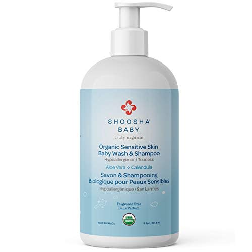 Shoosha USDA certified Organic Shampoo and Body Wash for babies and kids, Great for Sensitive Skin, All natural made from food grade ingredients, Fragrance and Tear Free, Hypoallergenic