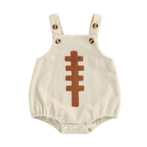 Baby Boys Girls Corduroy Overalls Sleeveless Football Embroidery Rompe – August + Willow