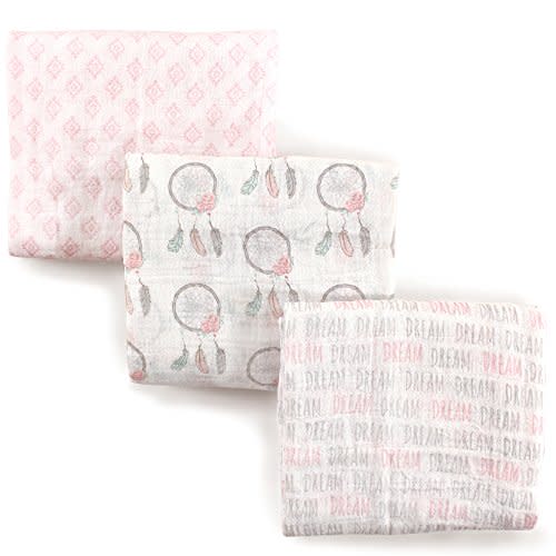 Hudson Baby Unisex Baby Cotton Muslin Swaddle Blankets, Dream Catcher, 3-Pack