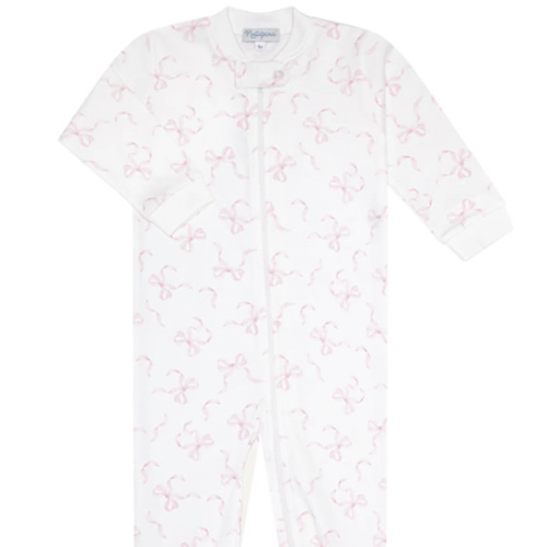 Charming Bows Print Zipper Footie