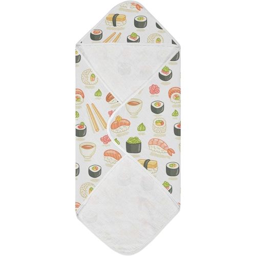 Japanese Sushi Baby Towel Ultra Soft Hooded Towels for Babies - Ultra Absorbent Cotton Bath Towels 35x35 Inch