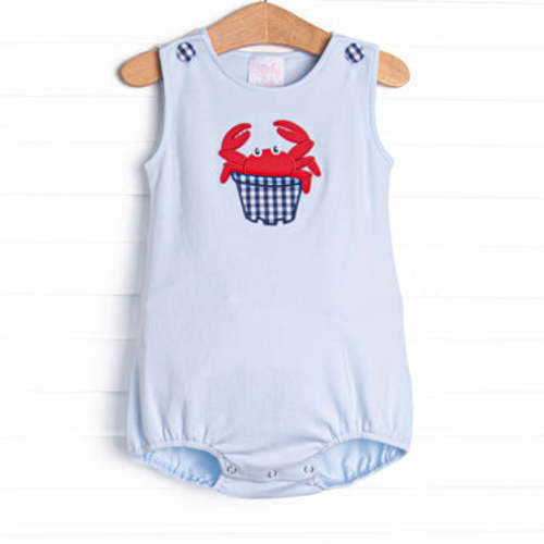 Sand Castle Crab Applique Bubble, Blue – Stitchy Fish