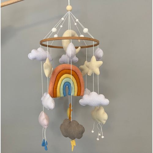 Rainbow Baby Mobile | Felt Crib Mobile | Nursery Decor | Weather Crib Mobile | Unisex Baby Mobile | Baby Shower Gift | Gift for Baby Girl