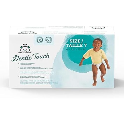 Amazon Brand - Mama Bear Gentle Touch Diapers, Size 7, 80 Count (4 packs of 20)