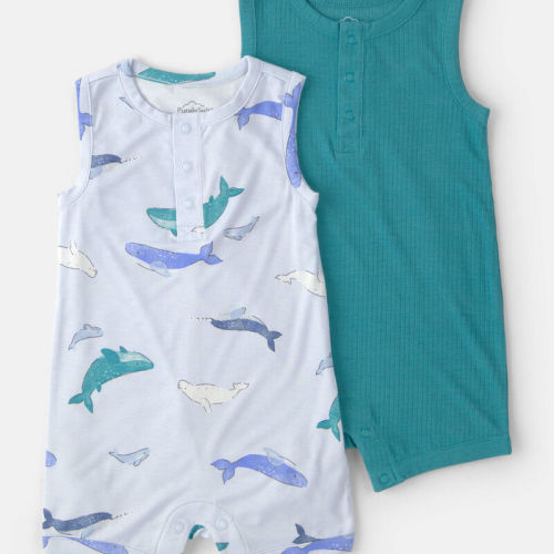 Baby 2-Pack Whale PurelySoft Short-Sleeve Romper Set - Blue | Carter’s Oshkosh Canada