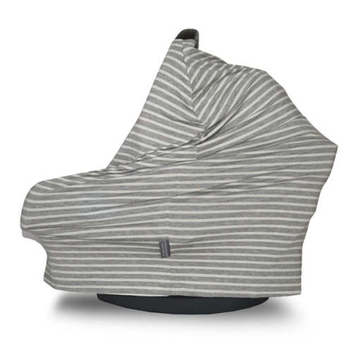 Multi-use nursing cover in grey and ivory pinstripe - Covered Goods, Inc.