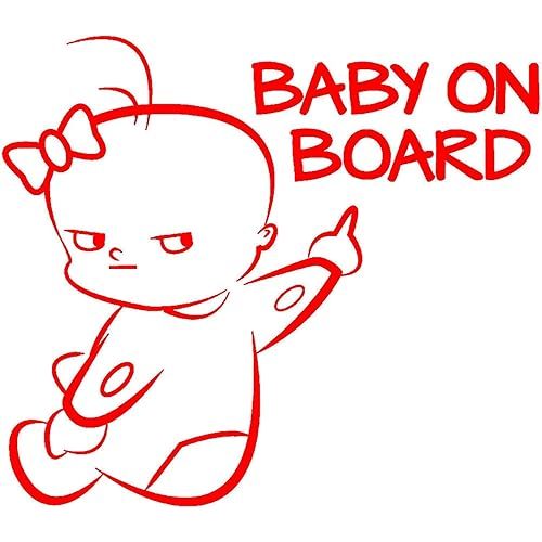 Cute Baby on Board Car Auto Car Sticker Decal Vinyl Sticker SUV Vehicle Reflective Warning Sign Sticker Decor - Red