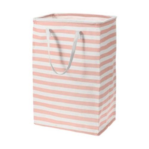 Unique Bargains Large Foldable Waterproof Storage Easy Carry Handles Laundry Basket Pink Stripe
