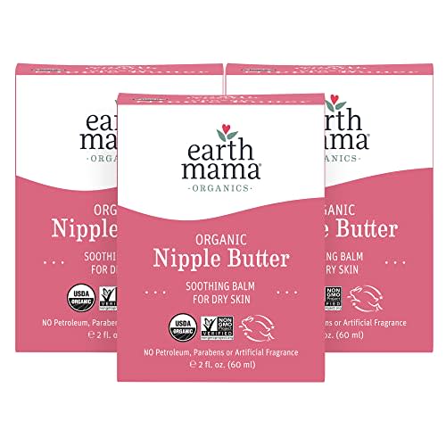 Earth Mama Organic Nipple Butter Lanolin-Free Breastfeeding Cream, 2 fl oz (3 Pack)
