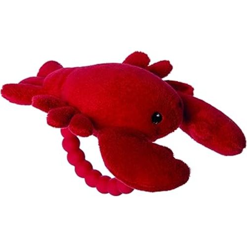 Mary Meyer Soft Baby Rattle with Teether Ring, 6-Inches, Lobbie Lobster