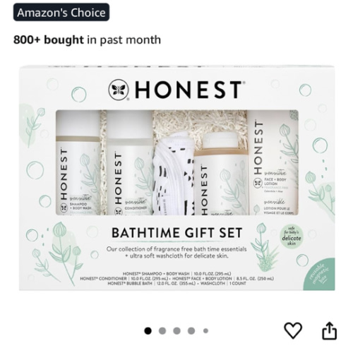The Honest Company Fragrance Free Bathtime Gift Set | Hypoallergenic Bath Essentials for Sensitive Skin | Shampoo + Body Wash, Face + Body Lotion, Bubble Bath, Conditioner, Wash Cloth