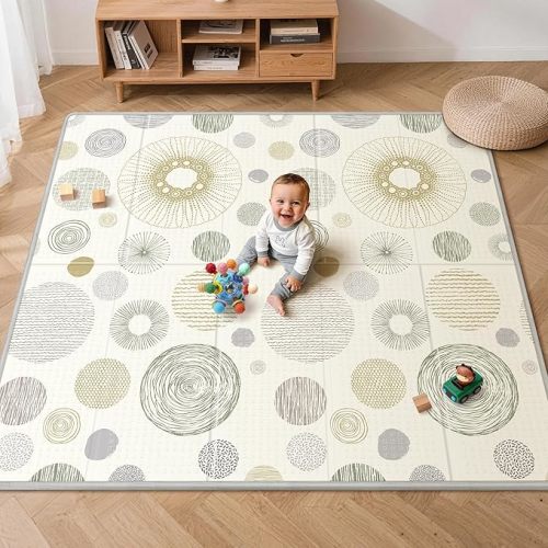 Extra Large Baby Play Mat - Reversible Baby Floor Mat 79x71, Foldable Baby Foam Playmat for Floor, Non-Slip & Thick Baby Play Mat for Floor, Crawling Mat Perfect for Babies, Infants and Toddlers