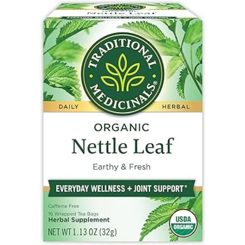 Traditional Medicinals Organic, Nettle Tea - Supports Joint Health & Overall Wellness with Stinging Nettle - Kosher, Non-GMO, Caffeine-Free, Compostable - 16 Tea Bags