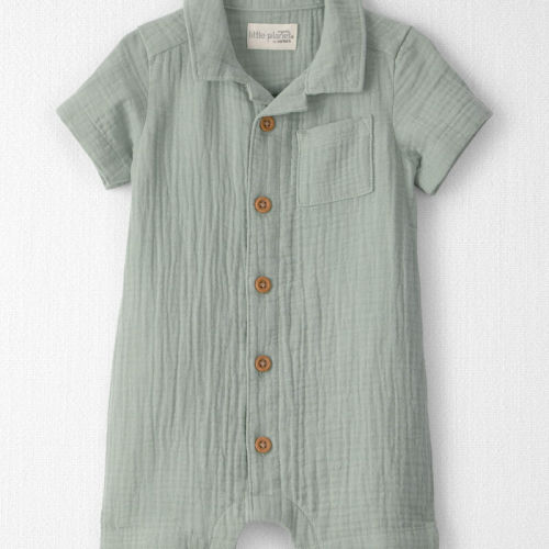 Baby Boy Organic Cotton Gauze Romper in Meadow Green | Carter’s Oshkosh Canada