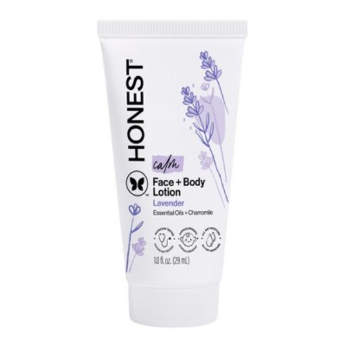 The Honest Company Calm Face + Body Lotion - Travel Size - Lavender- 1 fl oz: Moisturizing, Dye-Free, Paraben-Free, Phthalate-Free