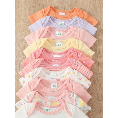 10pcs baby girl clothes infant girls short sleeve bodysuits - Temu